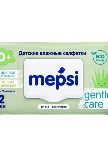 Влажные салфетки Мепси с алое вера детские( с клапаном 72шт)1/120