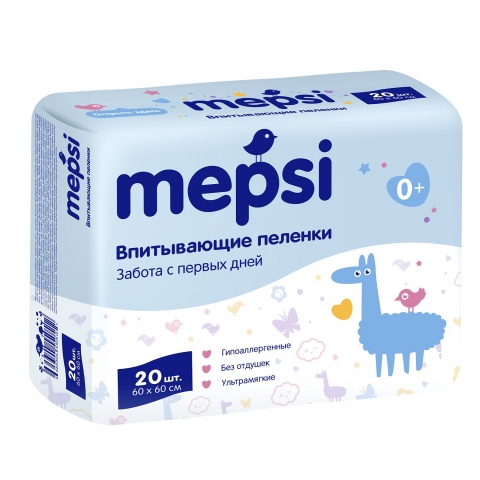 Пеленки впитывающие 60*60 20шт Mepsi