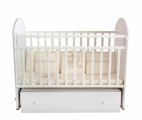 Кроватка детская 4Baby F7 колесо/качалка+ящик белый