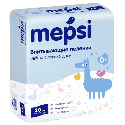Пеленки впитывающие 60*90 20шт Mepsi