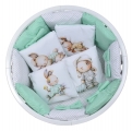 Комплект в кроватку 18 предметов, сатин/бязь С24 сладкий сон (зеленый, белый)