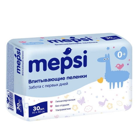 Пеленки впитывающие 40*60 30шт Mepsi